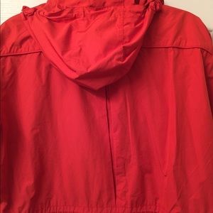 Coral red Lacoste lined rain coat